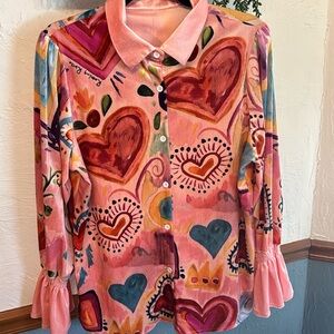 Cherry Betty velour pirate sleeve button up